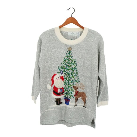 Design Options Sweaters - NWT Design Options Jane & Philip Gordon Christmas Tree Santa Tunic Sweater M